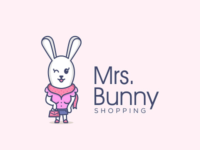 Mrs. Bunny Logo Design animal art background bunny cartoon character cute design easter happy icon illustration isolated logo nature pet rabbit symbol vector wildlife