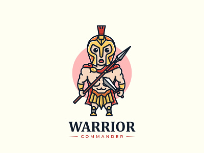 Warrior Commander Logo Design animal art cartoon character cute design fun funny game graphic happy icon illustration isolated logo mascot sword symbol vector warrior