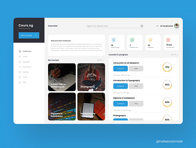 An e-learning platform user dashboard design app branding ui ux web