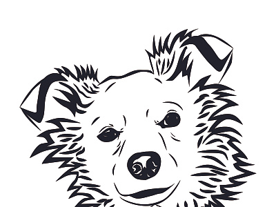 Dog vector line art illustration