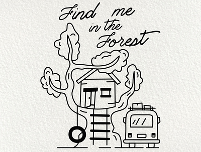 Find Me In The Forest line art concept adventure badge camping emblem forest logo line art logo retro tree house typography vector vintage