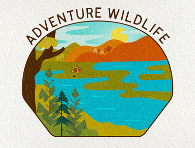 Adventure Wildlife | Retro Badge Design with Textures adventure badge branding camping design emblem illustration landscape logo retro textured textures vector vintage wildlife
