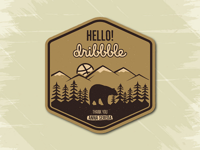 My First Shot! camping debute dribbble first shot invite retro travel vector welcome