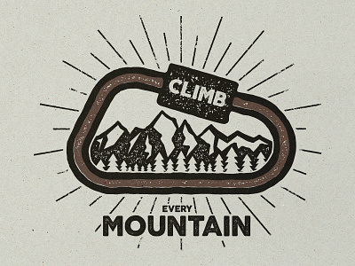 Climb Every Mountain adventure backpack badge camping climbing label logo monochrome mountain outdoors retro wilderness