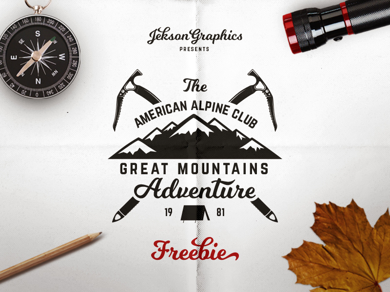 Freebie Mountain Adventure Badge retro design mountain travel badge great outdoors template free psd vintage freebie label adventure free