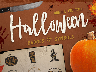 Halloween Badges Set. Bundle Edition