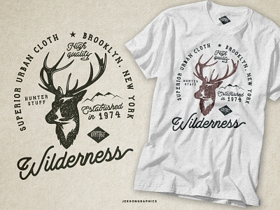 Wilderness Badge / Tee Design adventure animal badge camping deer emblem logo mountain print t shirt tee wilderness