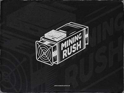 Mining Rush Badge asic badge bitcoin crypto font hand drawn logo mining retro rustic typography vintage