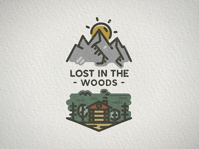 Lost In The Woods Badge adventure badge camping hiking icon illustration line art linear logo patch retro design vintage design