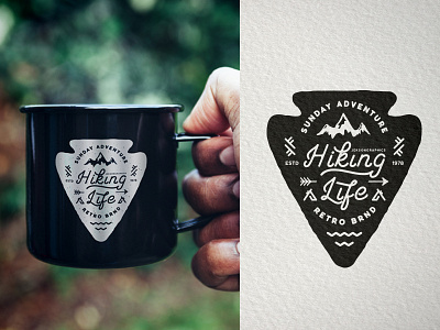 Hiking Life Vintage Patch adventure badge hiking inspiration logo mountain patch retro design stamp travel typography vintage