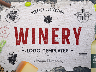 Winery Logo Templates badge design grape hand crafted label logo vineyard vintage wine winery workplace