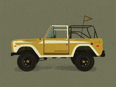 Ford Bronco Retro Car Illustration