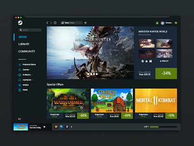 Steam Game Platform app browser design game steam ui ux