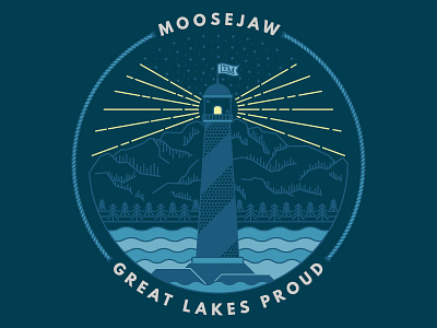 Moosejaw x Great Lakes Proud apparel design illustration lighthouse moosejaw nautical tshirt water