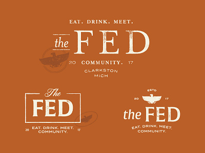 The Fed bird branding eagle illustration lock up restaurant rustic typography