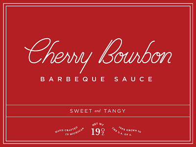 Cherry Bourbon BBQ Sauce bbq label lettering packaging typography