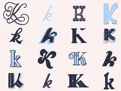 the letter k in different fonts