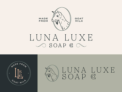 Luna Luxe Soap Co. badge branding chic elegant goat identity logo logo design monogram soap soft