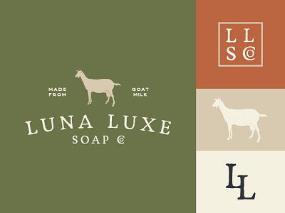 LLSCo. branding design goat illustration logo natural rustic soap typography