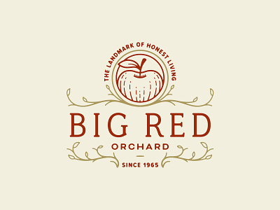Big Red Orchard - Unused Logo apple branding cider design engraving farm illustration lock up logo orchard type typography vector