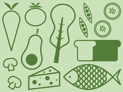 Veggies bread cheese fish food healthy healthy food illustration ingredients line illustration vegetables