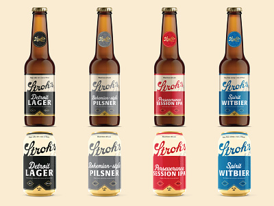 Stroh's Brewing Co. Lineup beer beer can beer label beer packaging branding design detroit packaging packaging design