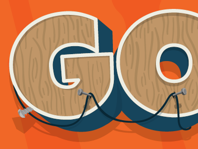 Go Typography 3d illustrator lettering text texture typography wood