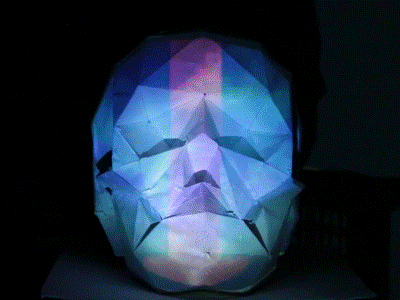 Projection Mapped Skull blood projection mapping 3d papercraft paper skull motion animation installation art gif