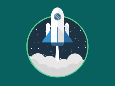 Rocket Badge Animation animated animation badge blue colorful gif green playful rocket space spaceship white