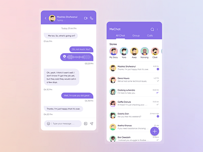 MeChat | Chat Mobile App 🐙 app call chat chatapp chatbot chatin chats chatting design illustration mobileapp telegram ui uiux uiuxdesign ux whatsapp