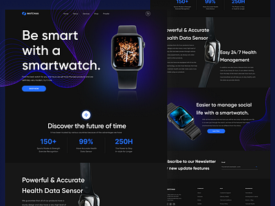 Watchaa | Smart Watch Product Landing Page app branding clean design landing page logo product introduction smartwatch ui uiux uiuxdesign ux watch website