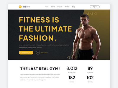 NGE.Gym | Fitness Landing Page app clean fitness gym onlinefitness ui uiux uiuxdesign ux website websitedesign