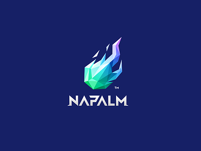 NAPALM 3d 7gone bonfire brand burn fire flame game icon logo low poly mark meteor modeling napalm play symbol triangle typography
