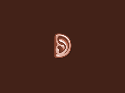 Ear D-letter ear hear icon letter listen logo music sign sound symbol vector
