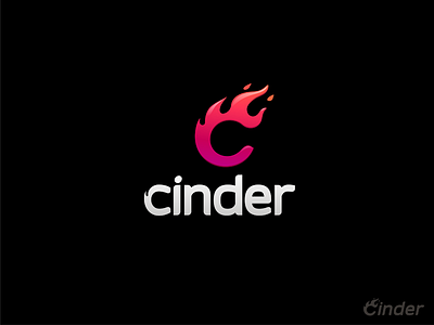 Cinder blaze brand burning fire flame flare hot letter logo mark meteor