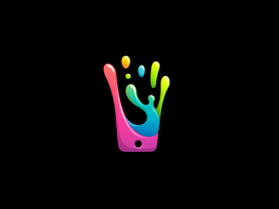 Splashed Phone color design icon illustration liquid logo mark mobile phone rainbow splash water