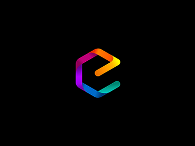 Letter E in Box 7gone box curve gradient icon letter e logo pacman rainbow square symbol vector