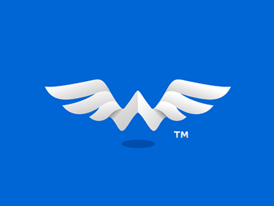 W with Wings 7gone bird brand fly freedom fresh hygienic letter w logo plane symbol wings