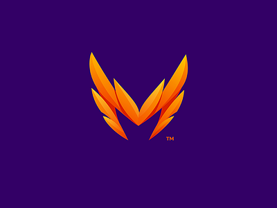 Mavn bird fire fly icon letter logo m marketing mavn media social wings