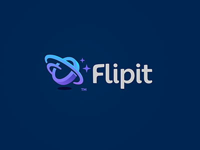 flipit + type coin design flip flipit game icon logo money planet play space spin