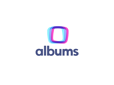 Albums.App android ios smarphone bending light effects logo icon design brand mobile albums app overlapping crossing colors photo picture sharing album rounded square screen multiply