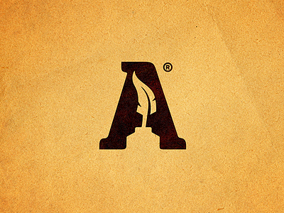 Letter A 7gone artist book brand feather icon ink letter a logo negativespace paper print script story writer