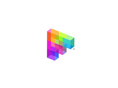 3D pixelated letter F