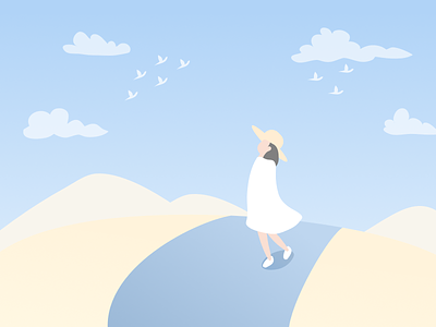 Travel Girl - Illustration 2d abstract character design clothes design flat free girl illustration landscape minimal nature people simple travel vacation vector women