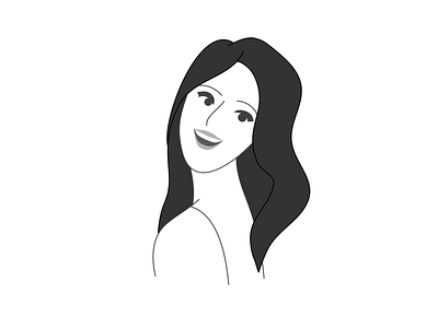 Girl Illustration - Looking back black and white cartoon character design drawing female flat girl illustration illustrator line art minimal modern monochrome outline portrait simple vector