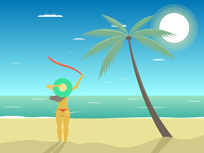 girl on the sea beach beach coast girl illustration illustraion illustration art illustration design illustration digital illustrator palmtree sea