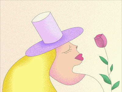Girl in a hat smelling a rose