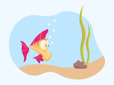 Сartoon frightened fish illustration illustration digital испугаться мультик мультяшная рыба острые зубы рыба
