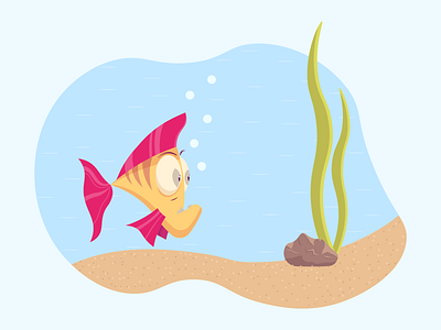 Сartoon frightened fish