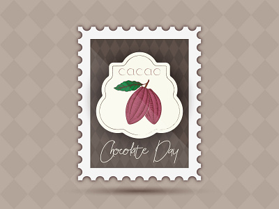 Postage stamp for envelope cocoa beans chocolate day